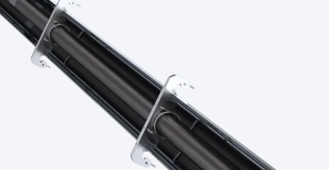 HB Radiance radiant tube with mounting brackets, product image